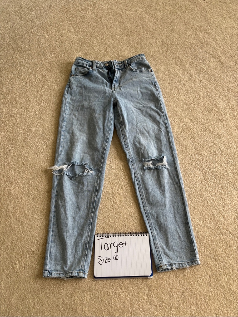 Target Light Blue Straight Leg Jeans with Knee Rips